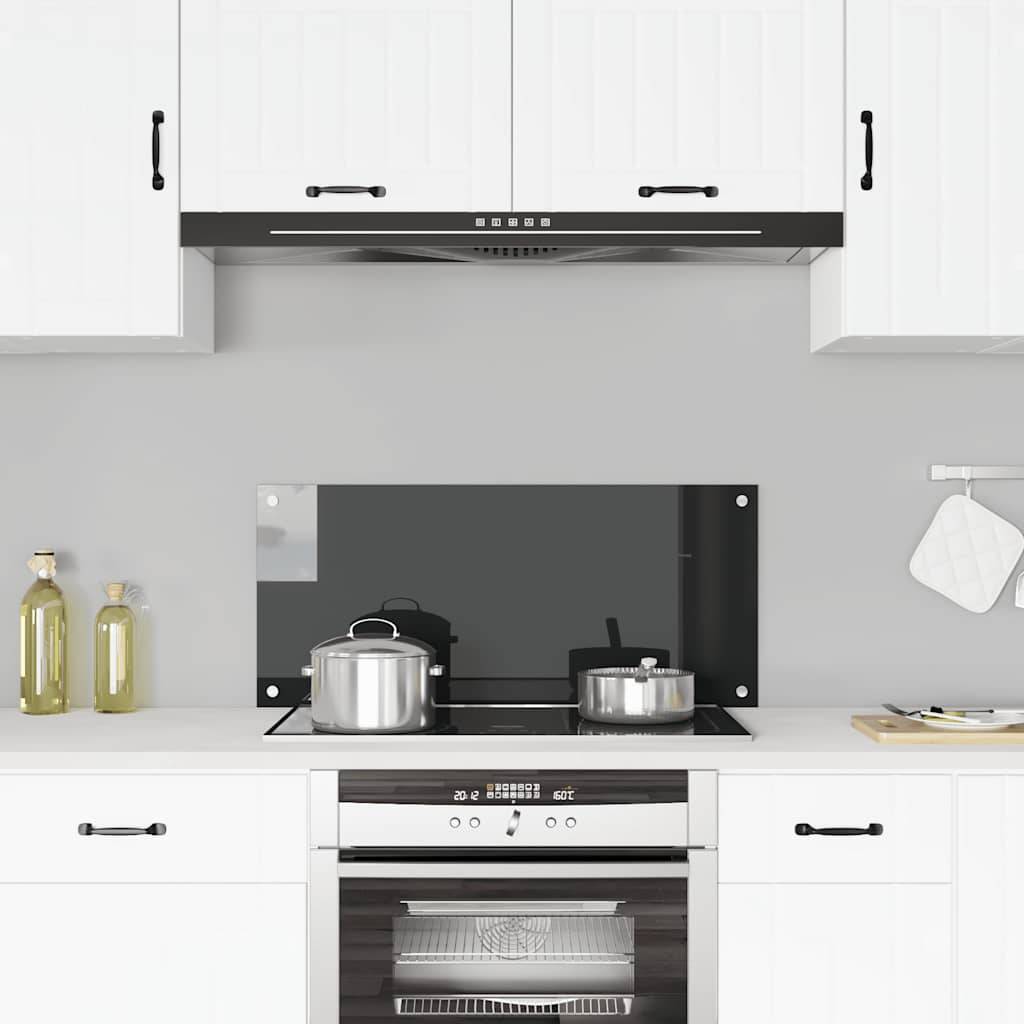 vidaXL Küchenrückwand Schwarz 90x40 cm Hartglas