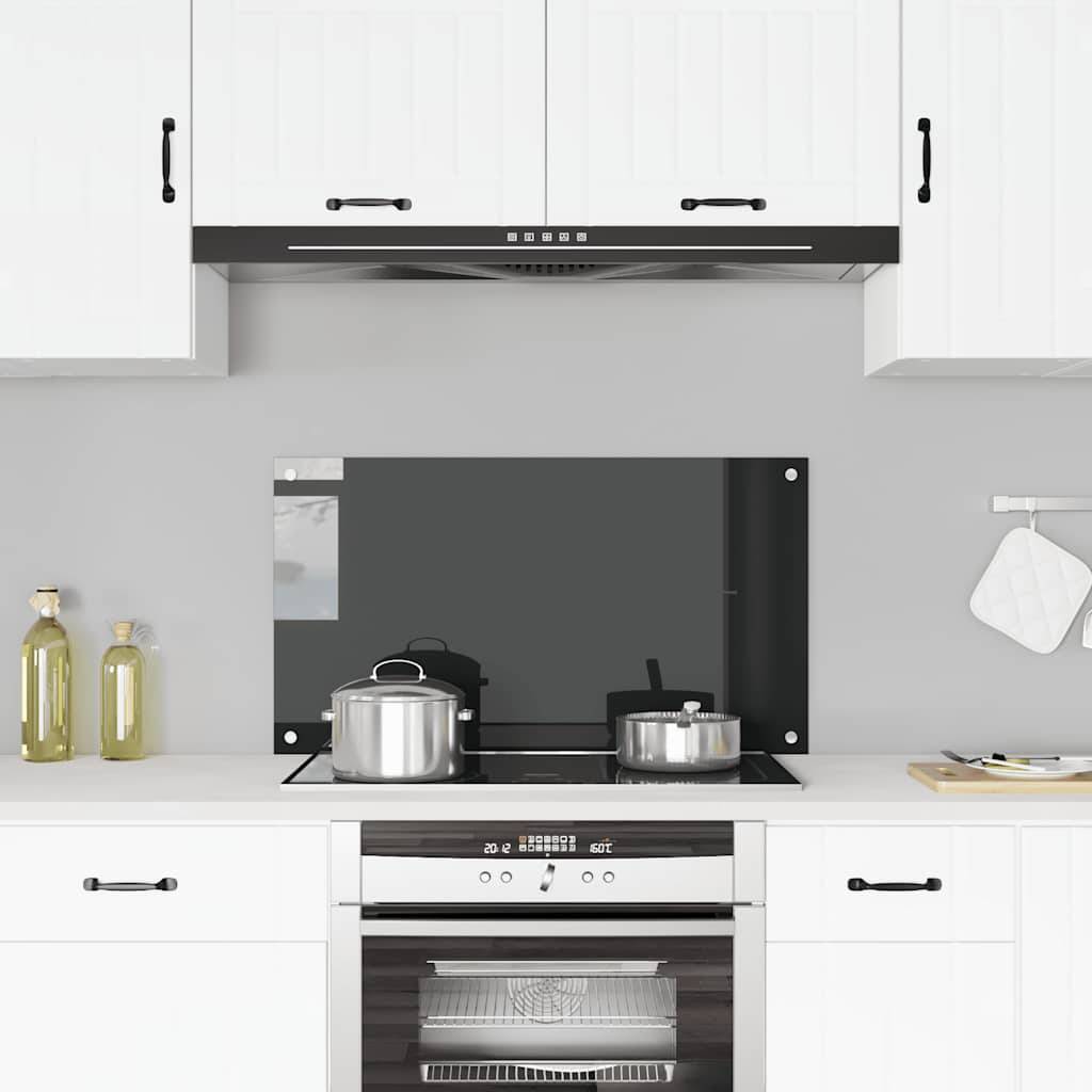 vidaXL Küchenrückwand Schwarz 90x50 cm Hartglas