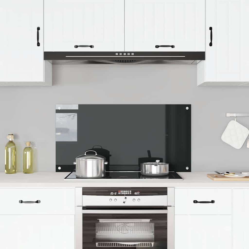 vidaXL Küchenrückwand Schwarz 100x50 cm Hartglas