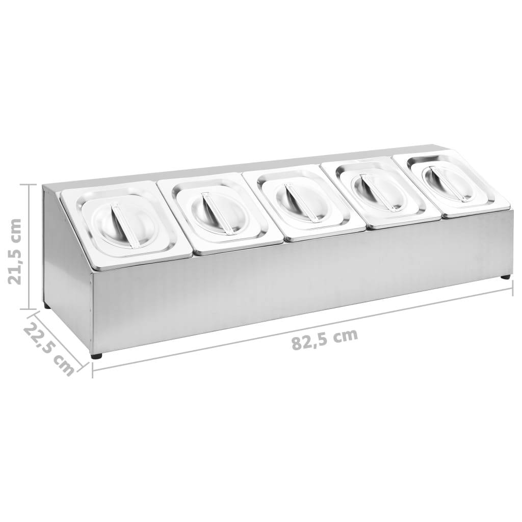 vidaXL Gastronorm-Ständer mit 5 GN 1/6 Behältern Edelstahl