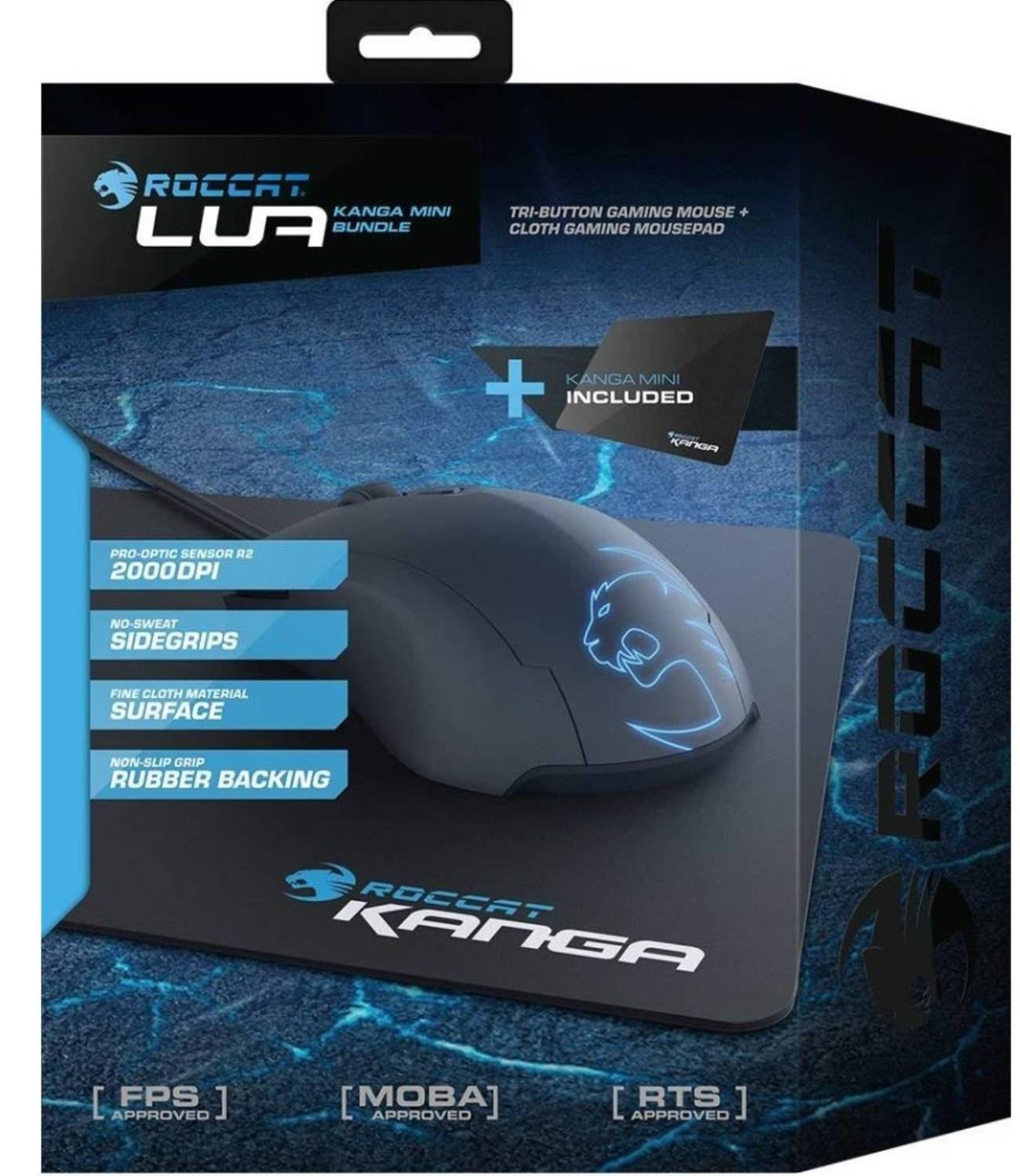 Lua Tri-Button Mouse + Kanga Mini Cloth Mousepad Gaming Bundle