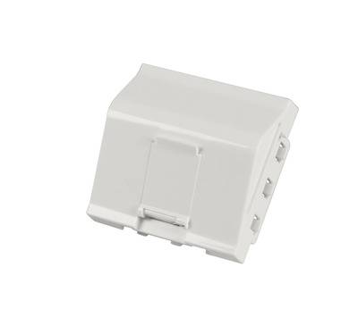 Zentralplatte 45x45mm für 1 Keystone, Auslass gewinkelt Kupferverkabelung Netzwerkdose Tragring +