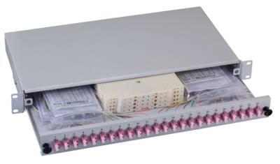 EFB-Elektronik B71901.24OM4, Spleißbox LC 50/125µ OM4 ausziehbar 24 Pigtails/12 Kuppl.