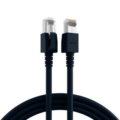 RJ45 Patchkabel Cat.6A S/FTP FRNC -- VC LED schwarz 2m Kupferverkabelung