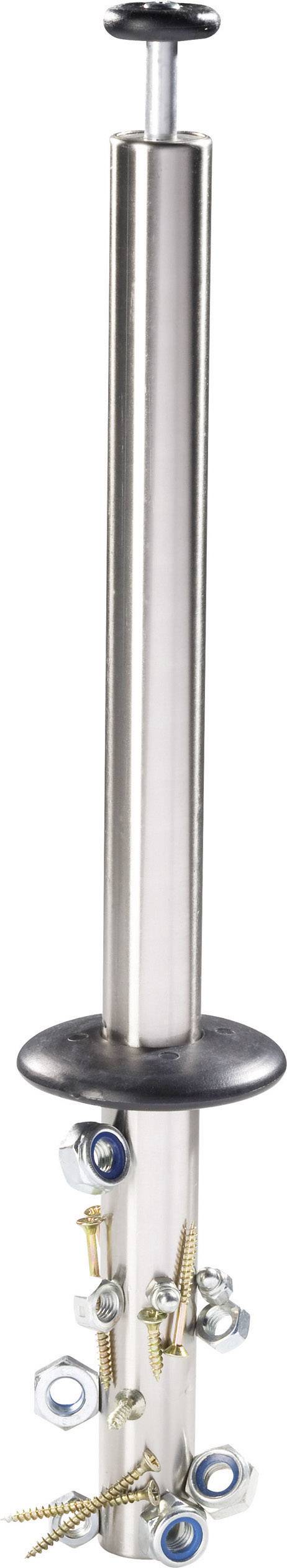 Langer, silberner Magnetstab, zieht verschiedene Schrauben und Muttern an. Ideal zum Aufheben und Transportieren von Metallteilen.