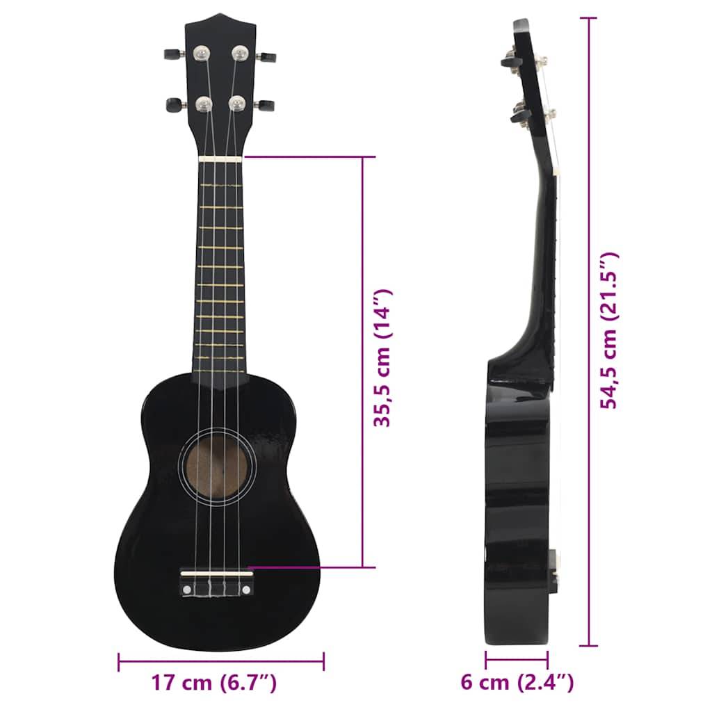 vidaXL Sopran-Ukulele-Set mit Tasche für Kinder Schwarz 21"
