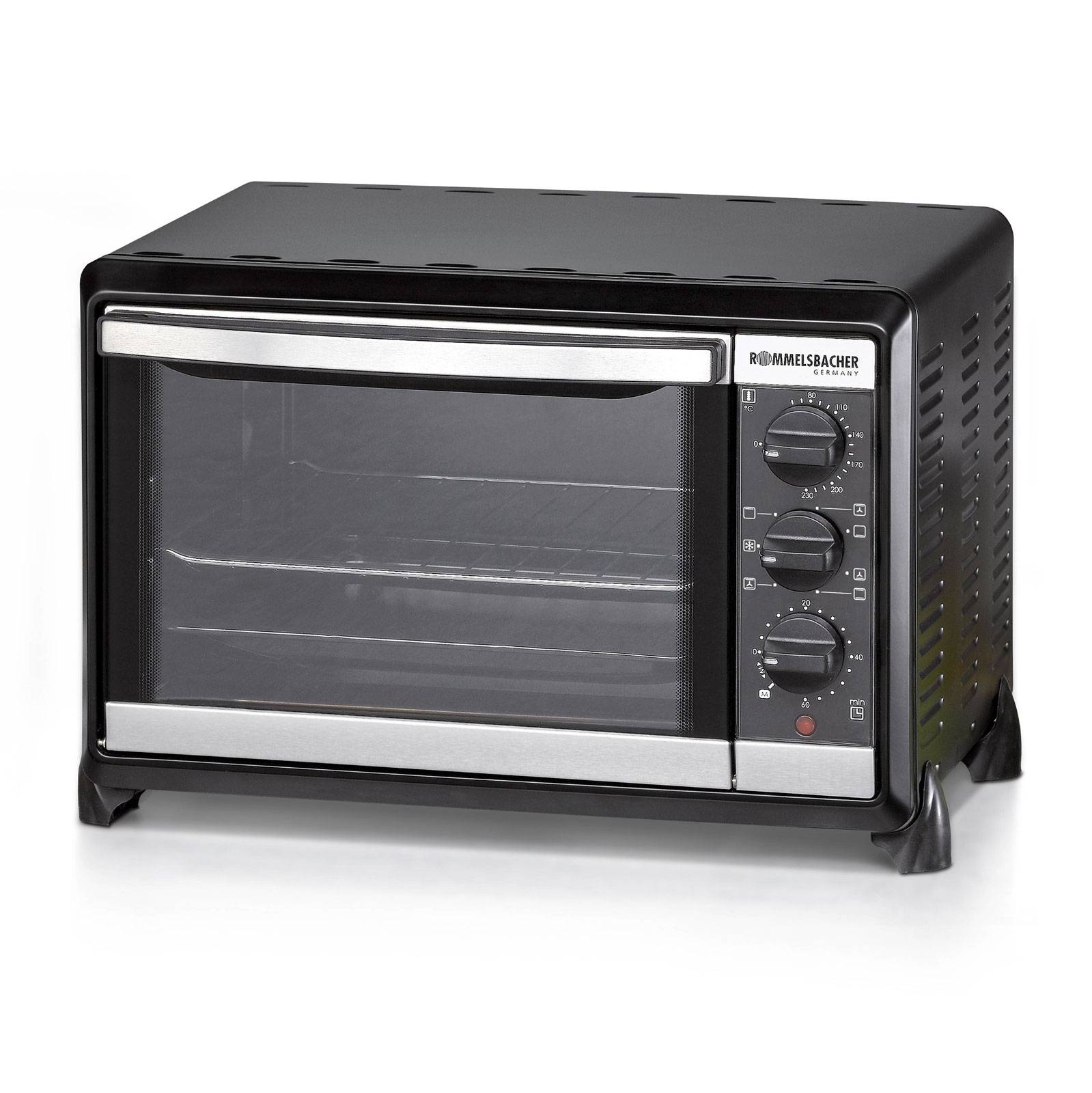 ROMMELSBACHER BG 1250 EX Kleinbackofen, schwarz mit Pizzastein & Umluft