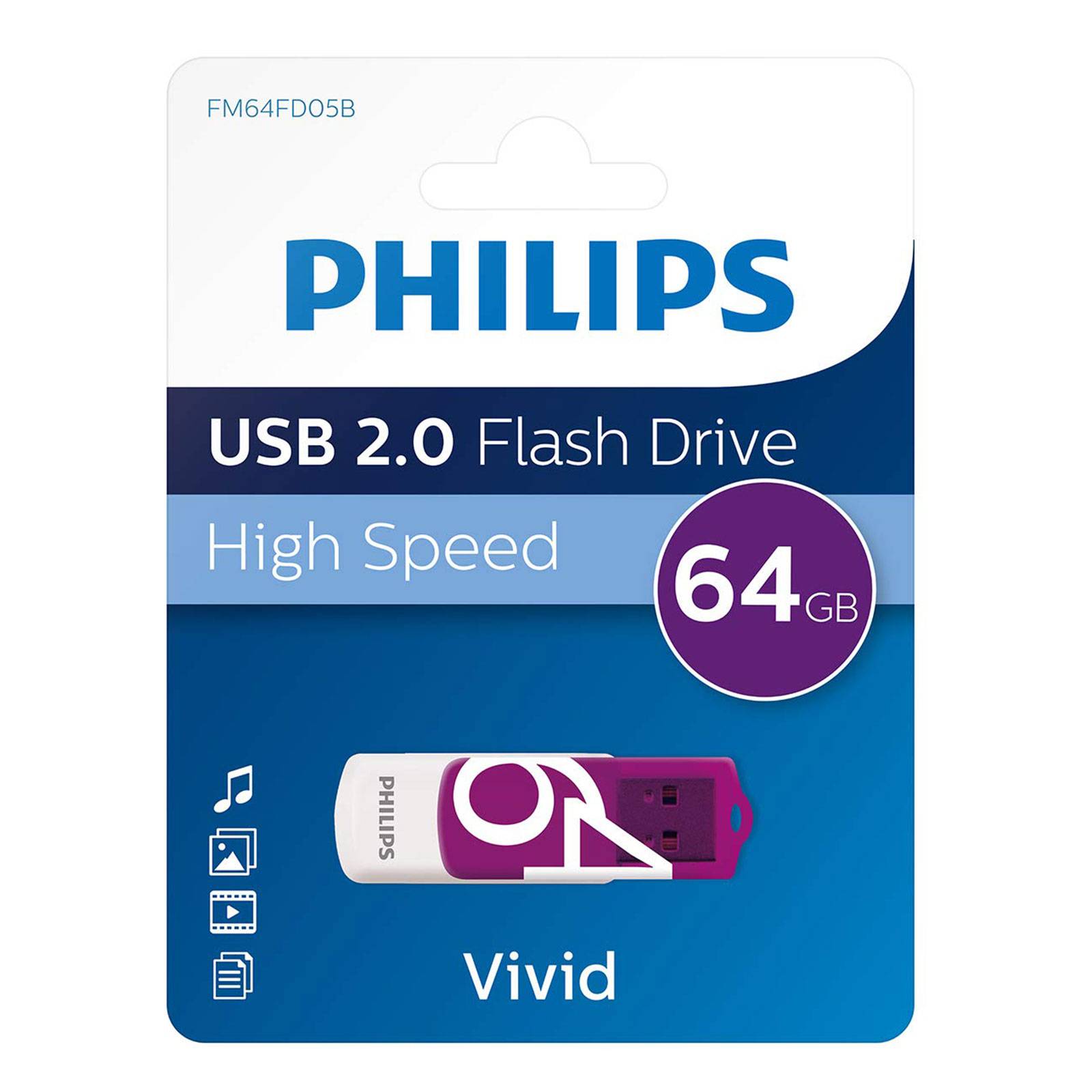 Philips VIVID USB-Stick 64 GB Purple FM64FD05B/00 USB 2.0