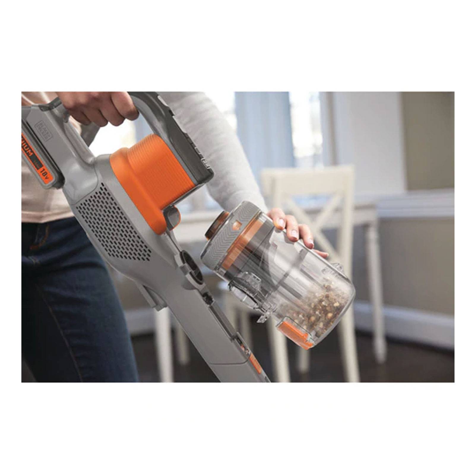 Black + Decker BHFEV182C2 18V Akku-Stielsauger Handstaubsauger Orange mit 2. Akku