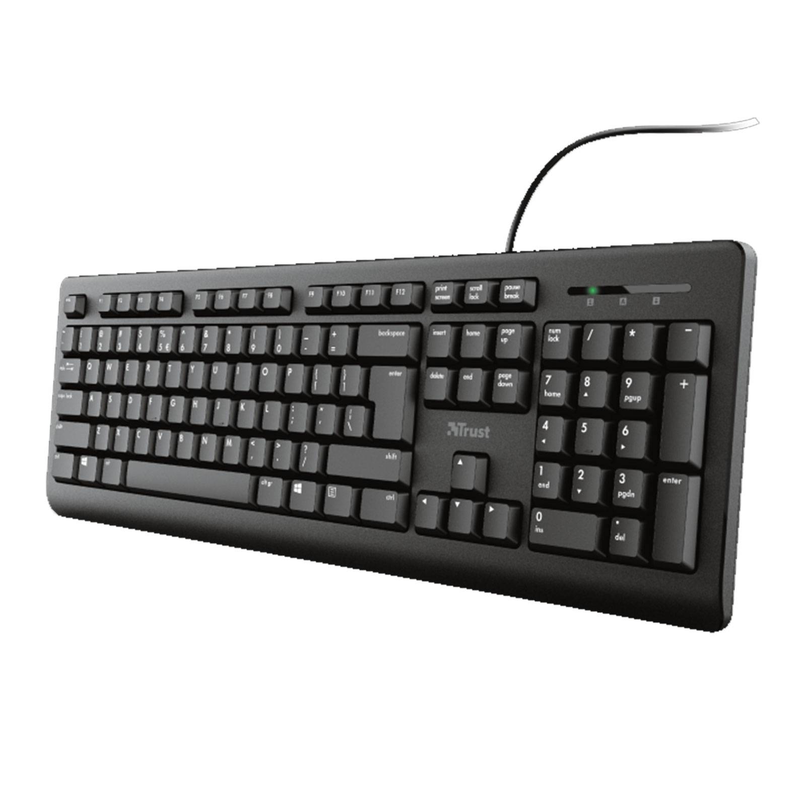 Trust PRIMO Kabelgebunden Tastatur Deutsch, QWERTZ Schwarz mit numerischer Tastatur