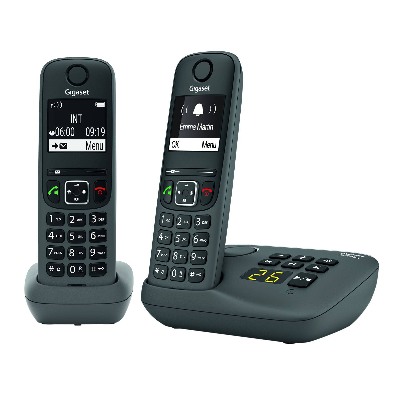 Gigaset AE690A, Analoges/DECT-Telefon, Kabelloses Mobilteil, Freisprecheinrichtung, 100 Eintragungen, Anrufer-Identifika