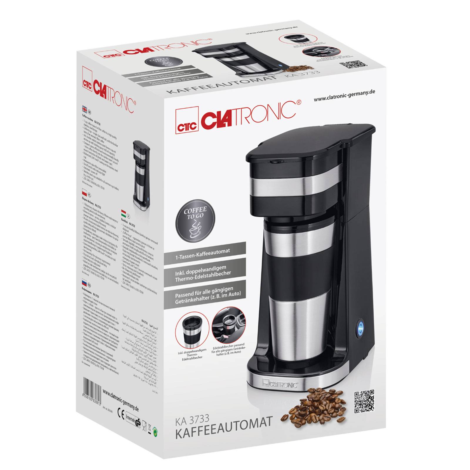 CLATRONIC Kaffeemaschine to go KA 3733, schwarz/silber (95273822)