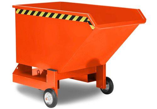 Kippwagen aus Stahl, 600 Liter Volumen, orange