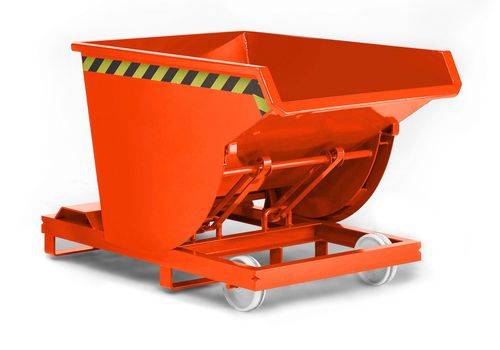 Beistell-Kippbehälter aus Stahl, 500 Liter Volumen, orange