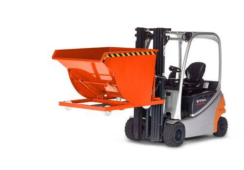 Beistell-Kippbehälter aus Stahl, 500 Liter Volumen, orange