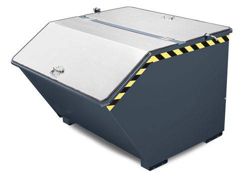 Kippbehälter aus Stahl, 1000 Liter Volumen, grau