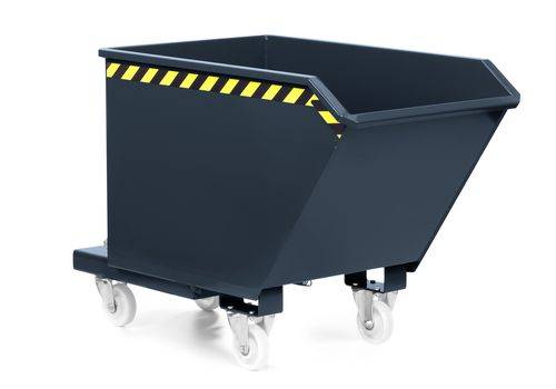 Kippbehälter aus Stahl, 1000 Liter Volumen, grau