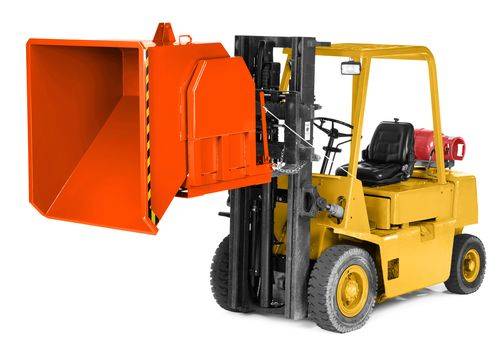 Schwerlast-Kippbehälter aus Stahl, 300 Liter Volumen, orange