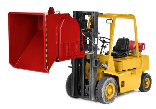 Schwerlast-Kippbehälter aus Stahl, 500 Liter Volumen, rot