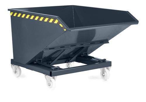 Schüttgut-Kippbehälter aus Stahl, 750 Liter Volumen, grau