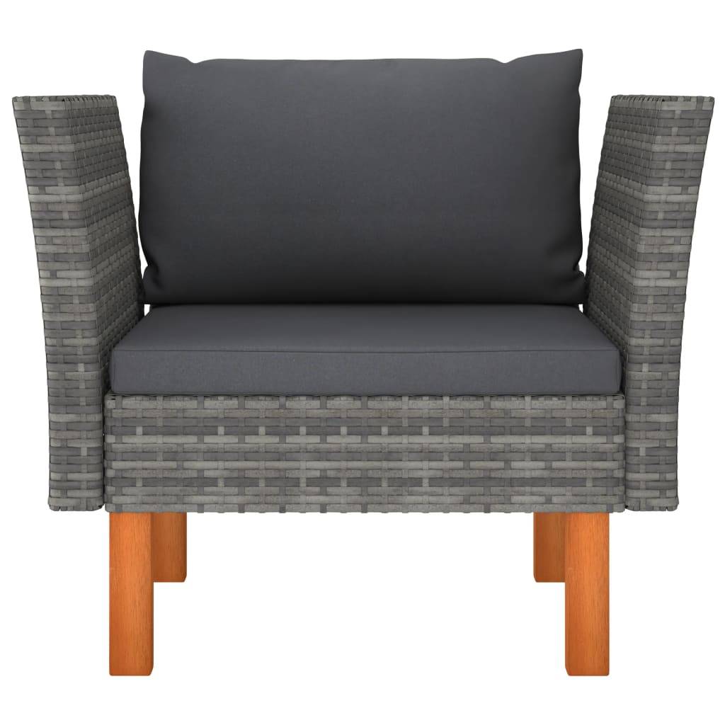 vidaXL Gartensofa Poly Rattan und Eukalyptus Massivholz