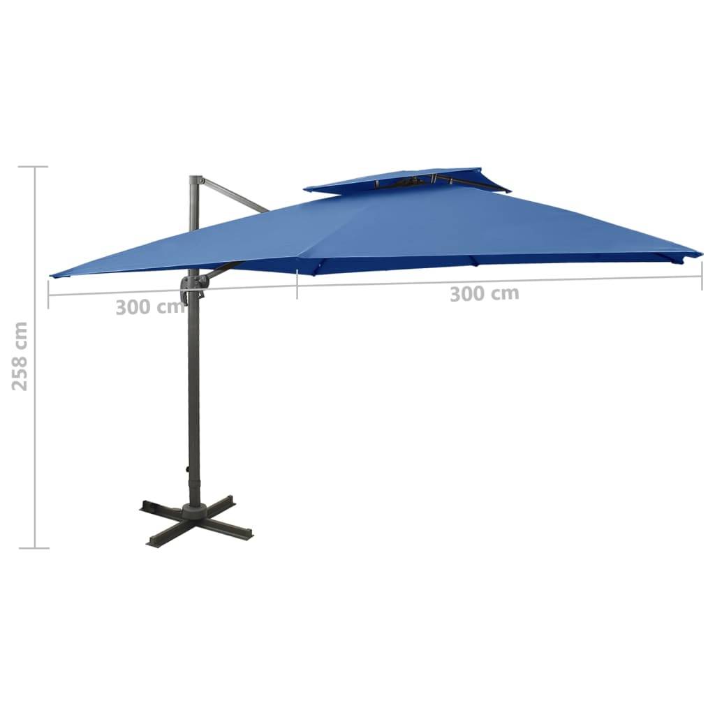 vidaXL Ampelschirm mit Lüftung 300x300 cm Azurblau