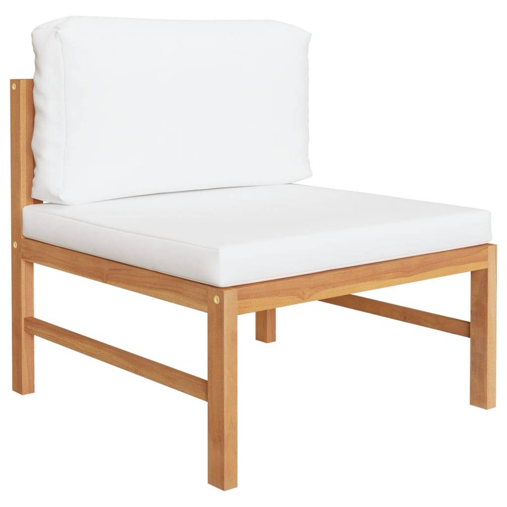 vidaXL 2-tlg. Garten-Lounge-Set mit Creme Kissen Teakholz