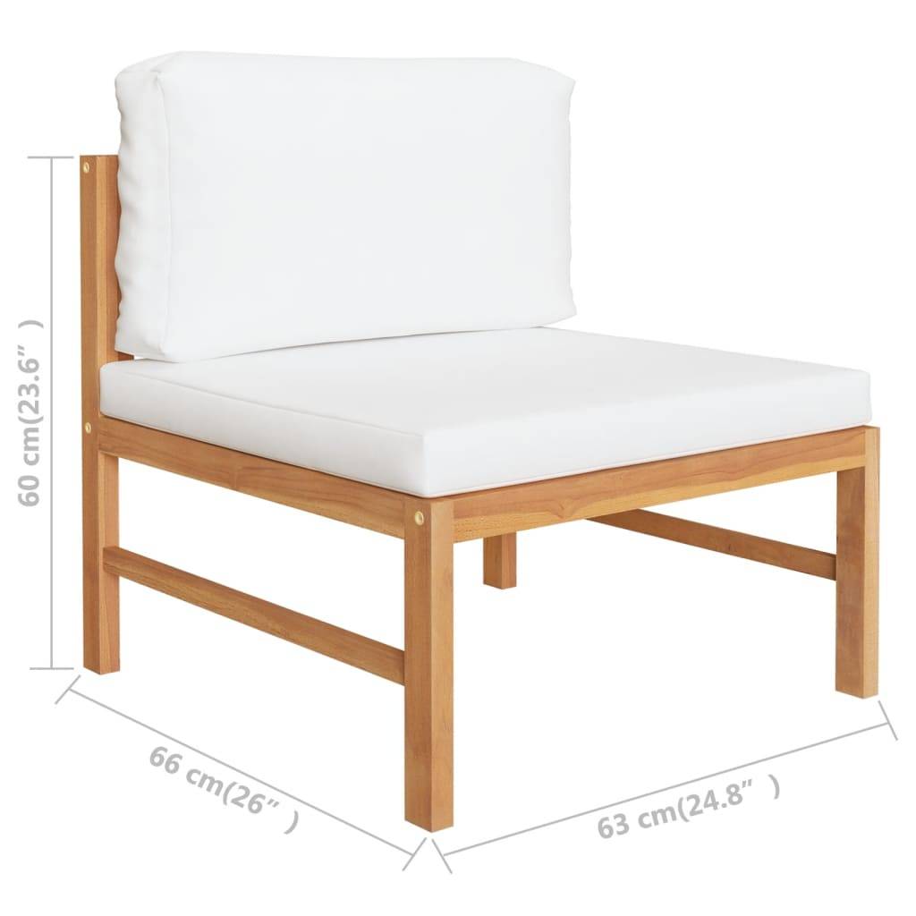 vidaXL 2-tlg. Garten-Lounge-Set mit Creme Kissen Teakholz