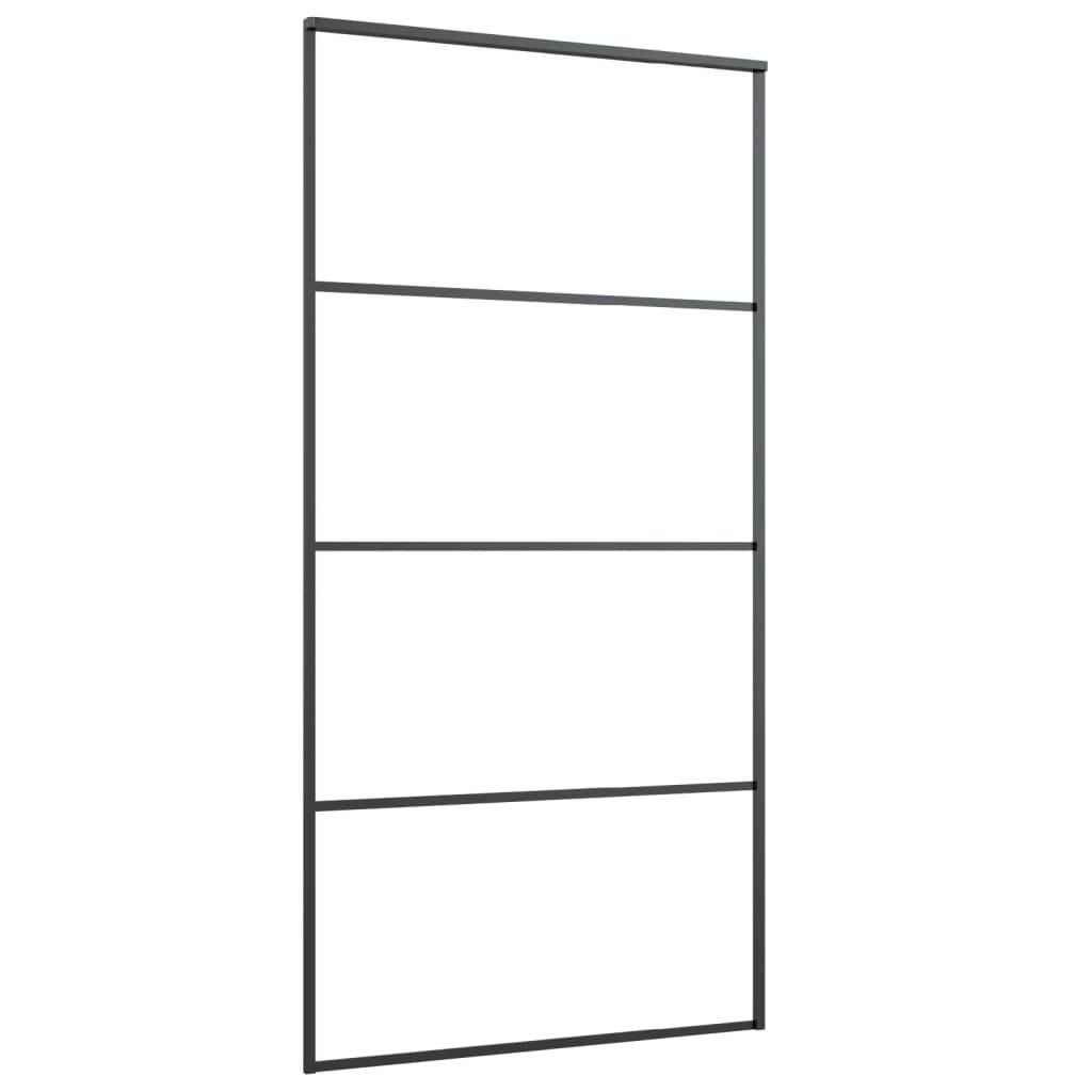 vidaXL Schiebetür Aluminium und ESG Glas 102,5x205 cm Schwarz