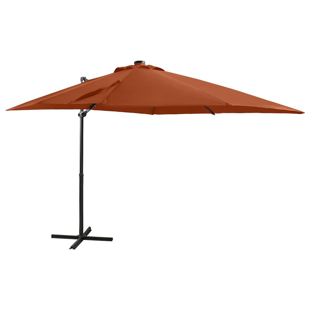 vidaXL Ampelschirm mit Mast und LED-Beleuchtung Terracotta-Rot 250 cm