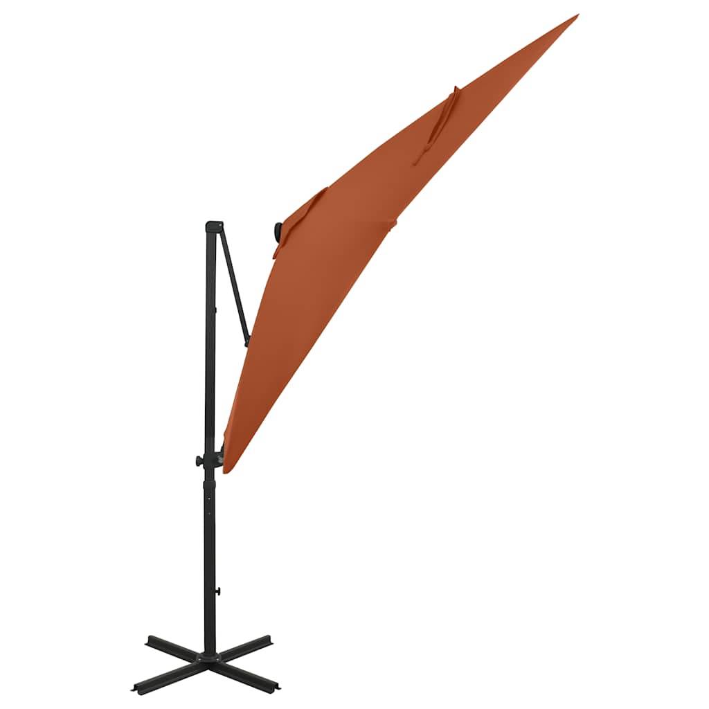 vidaXL Ampelschirm mit Mast und LED-Beleuchtung Terracotta-Rot 250 cm