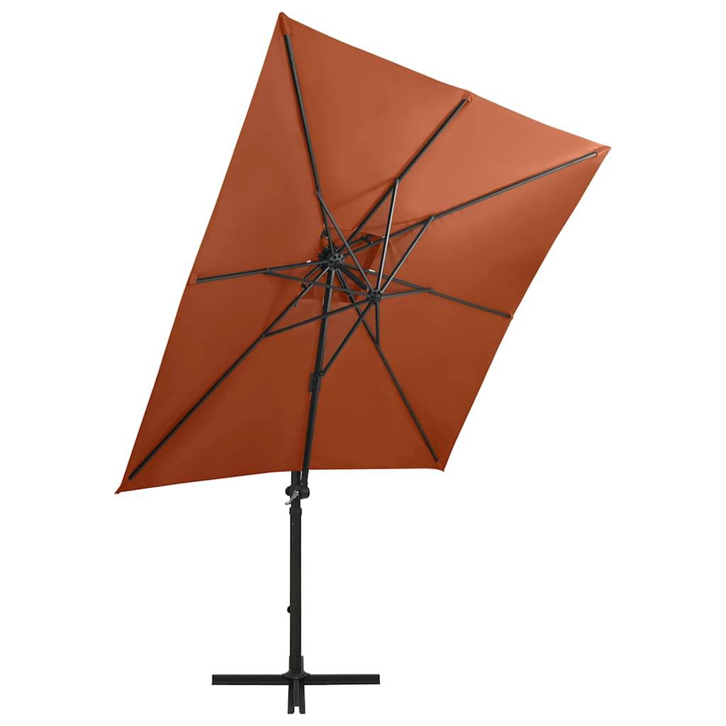 vidaXL Ampelschirm mit Mast und LED-Beleuchtung Terracotta-Rot 250 cm