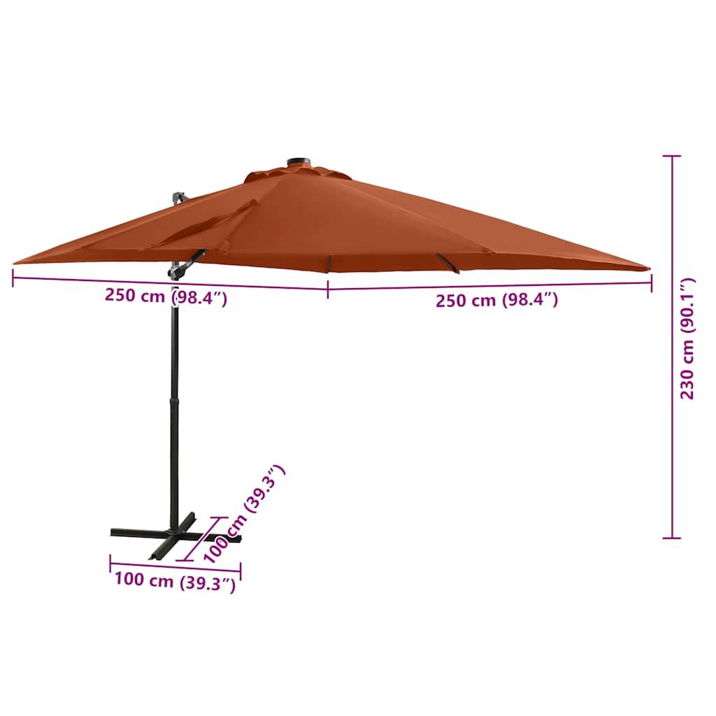 vidaXL Ampelschirm mit Mast und LED-Beleuchtung Terracotta-Rot 250 cm