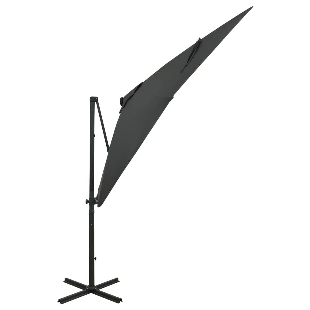 vidaXL Ampelschirm mit Mast und LED-Beleuchtung Anthrazit 250 cm