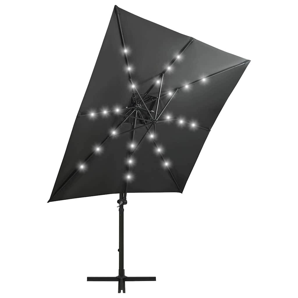 vidaXL Ampelschirm mit Mast und LED-Beleuchtung Anthrazit 250 cm