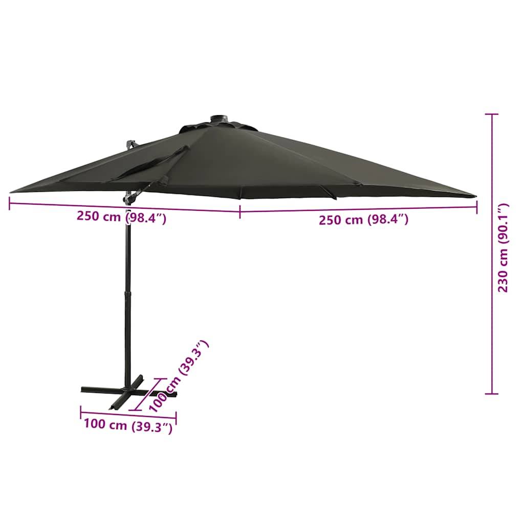 vidaXL Ampelschirm mit Mast und LED-Beleuchtung Anthrazit 250 cm