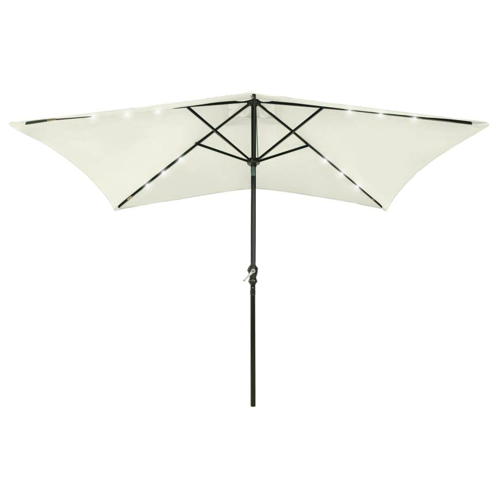 vidaXL Sonnenschirm mit LEDs und Stahl-Mast Sandfarben 2x3 m