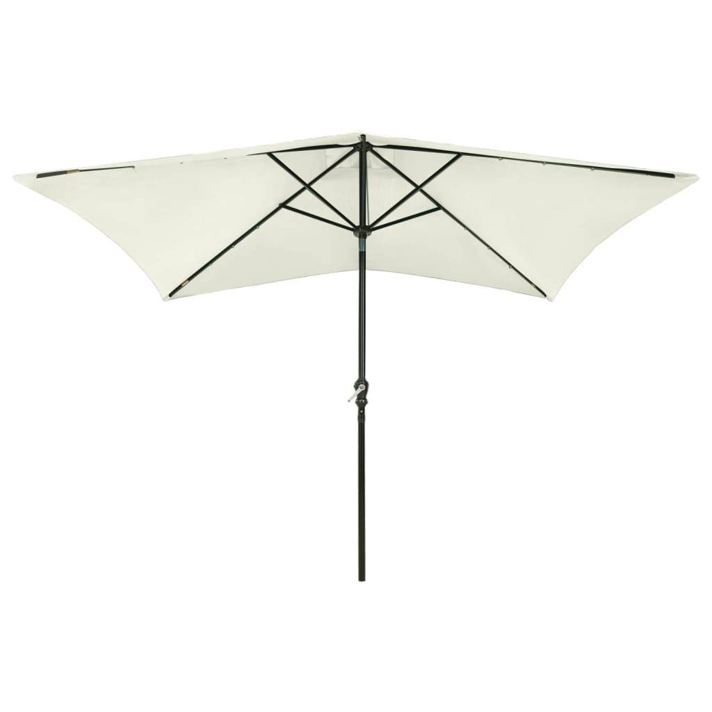 vidaXL Sonnenschirm mit LEDs und Stahl-Mast Sandfarben 2x3 m
