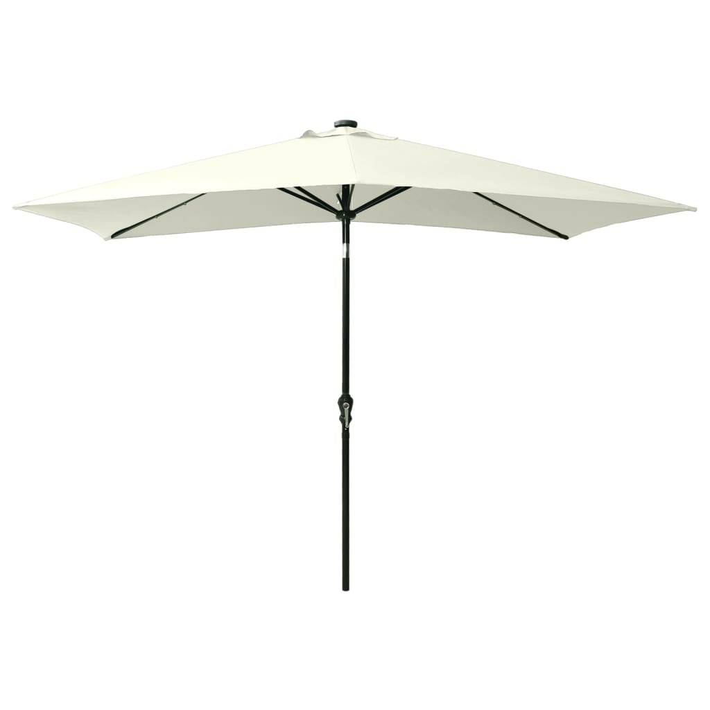 vidaXL Sonnenschirm mit LEDs und Stahl-Mast Sandfarben 2x3 m