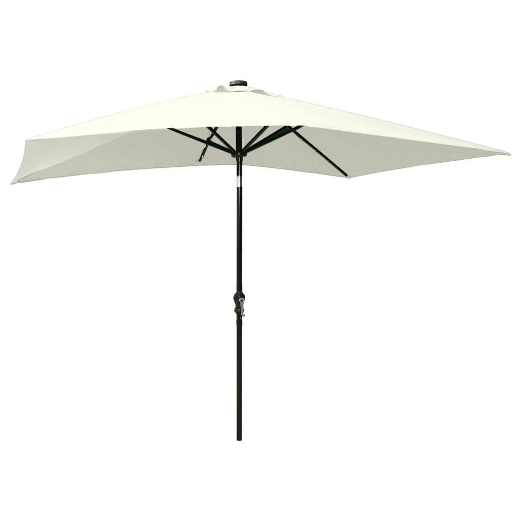 vidaXL Sonnenschirm mit LEDs und Stahl-Mast Sandfarben 2x3 m