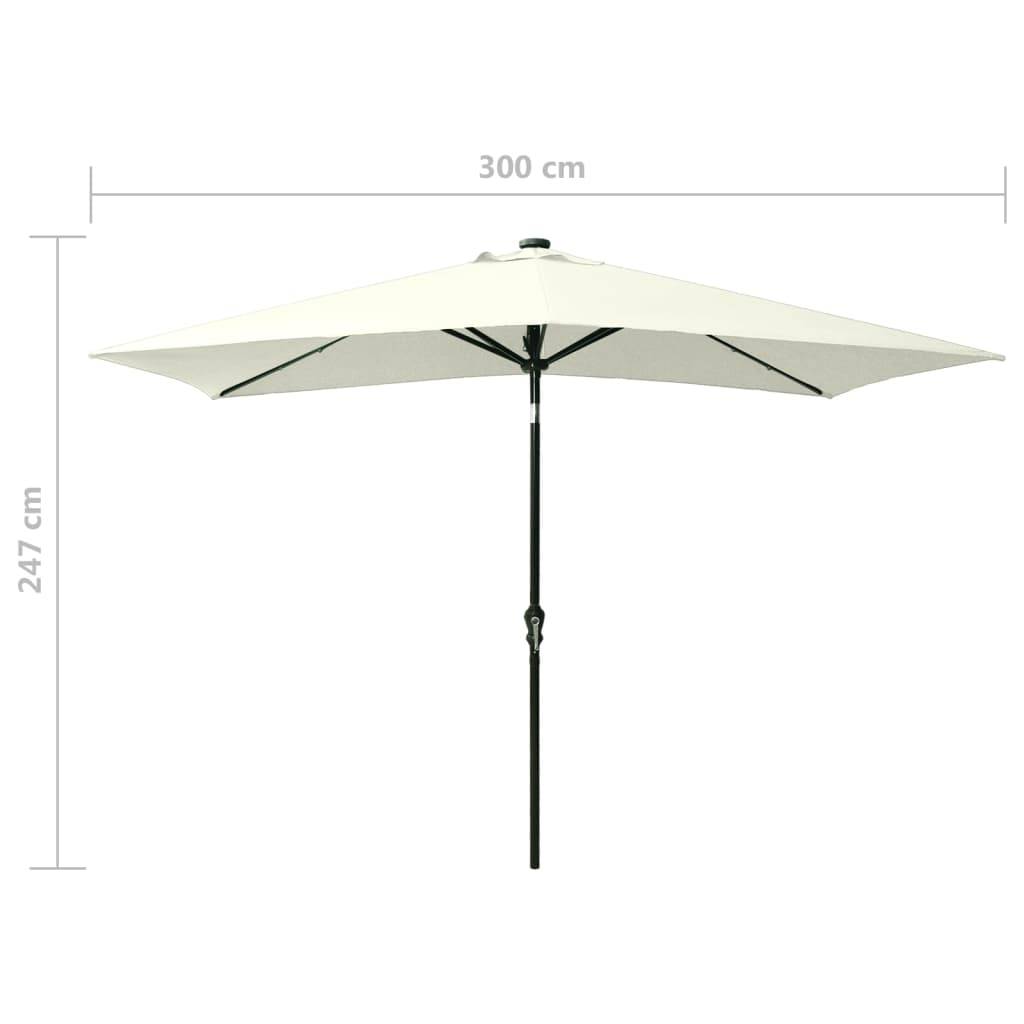 vidaXL Sonnenschirm mit LEDs und Stahl-Mast Sandfarben 2x3 m