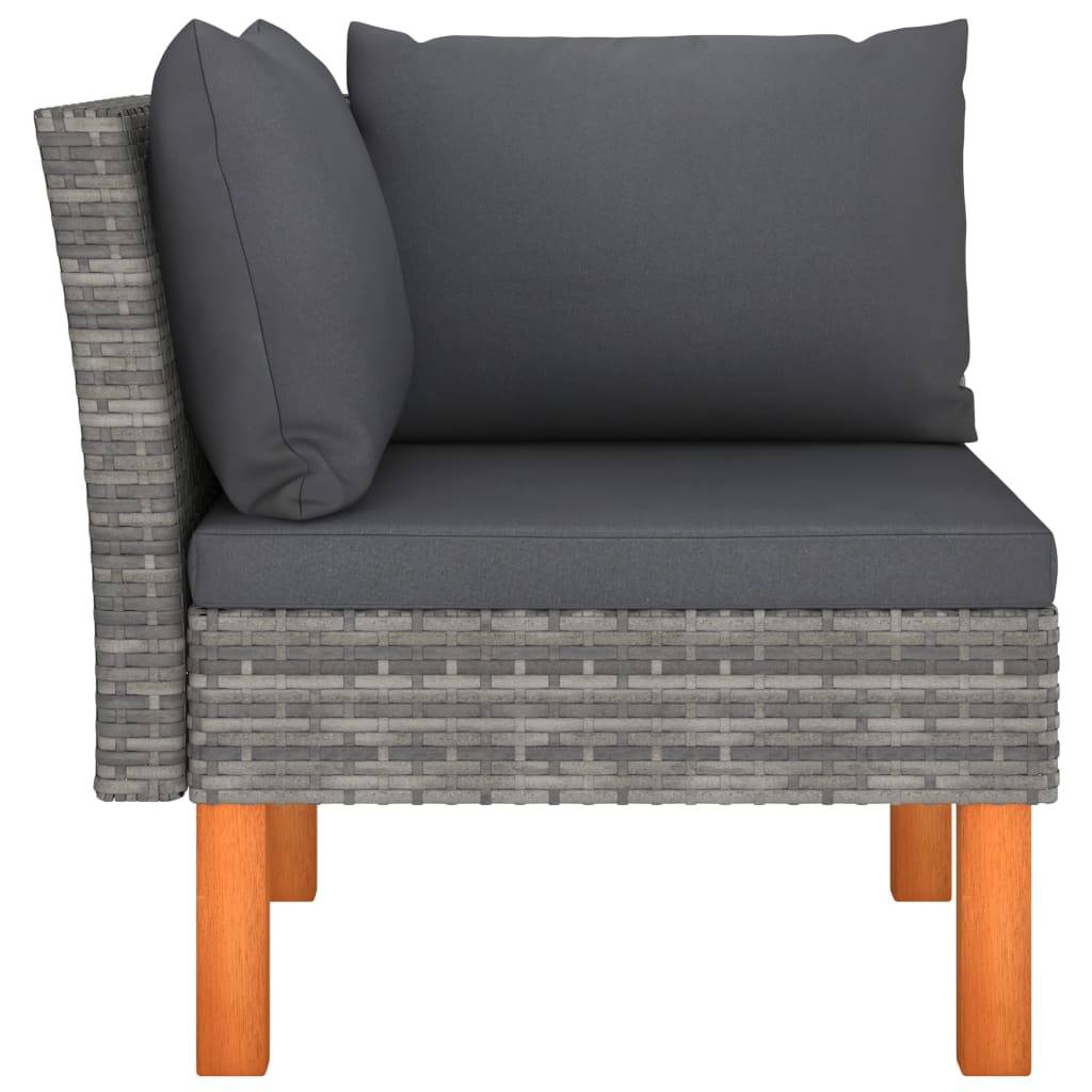 vidaXL Ecksofas 2 Stk. Poly Rattan und Eukalyptus Massivholz