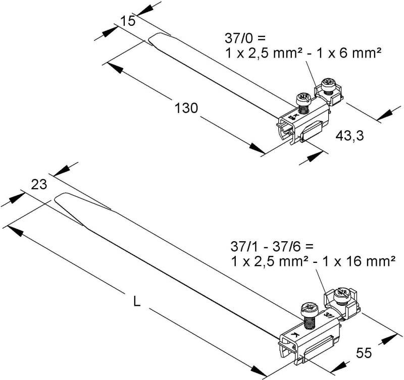 Erdungs-Bandschelle 37/4 17,5-114mm Längs+Querverdrahtung
