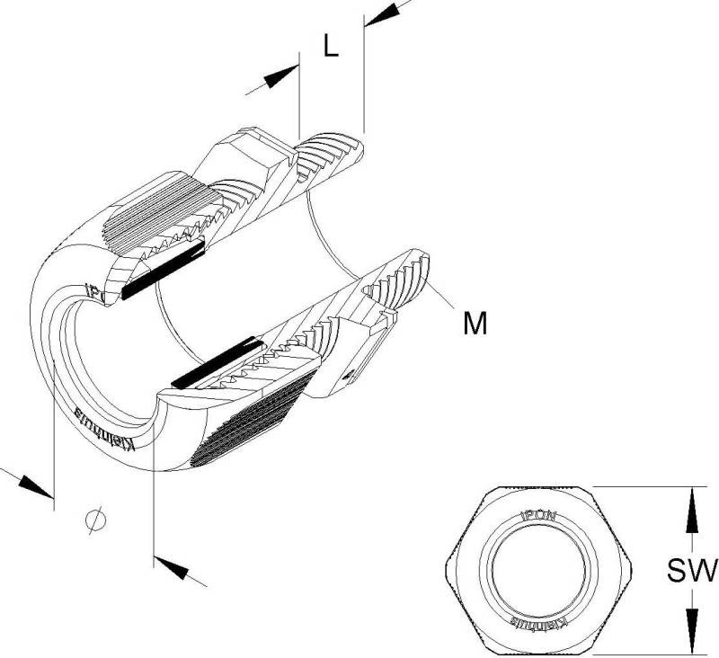 Kleinhuis Kabelverschraubung lgr,D=32-38mm 1234M5001 1,5 mm, 13 60 66 mm