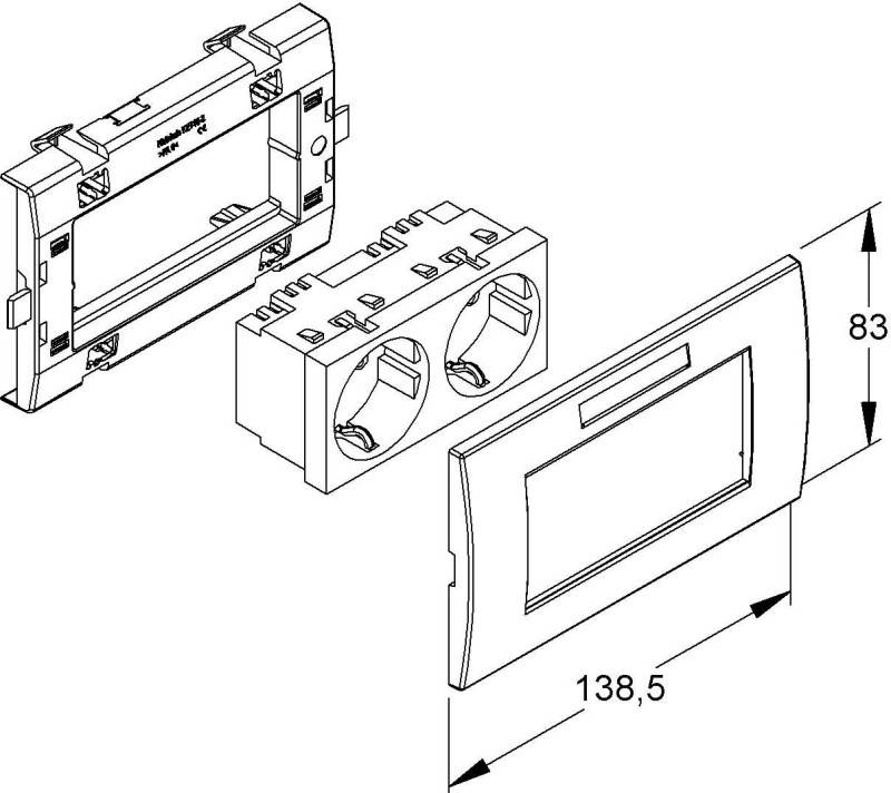 HKL Zweifachsteckdoseneinheit weiss KES-2.3.3