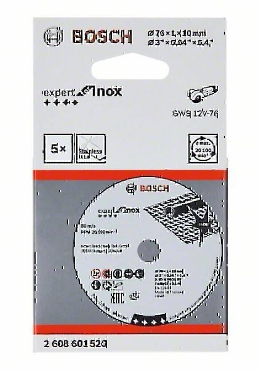 Bosch Accessories 2608601520 Trennscheibe Expert for Inox A 60 R INOX BF, 76 mm, 10 mm, 1 mm