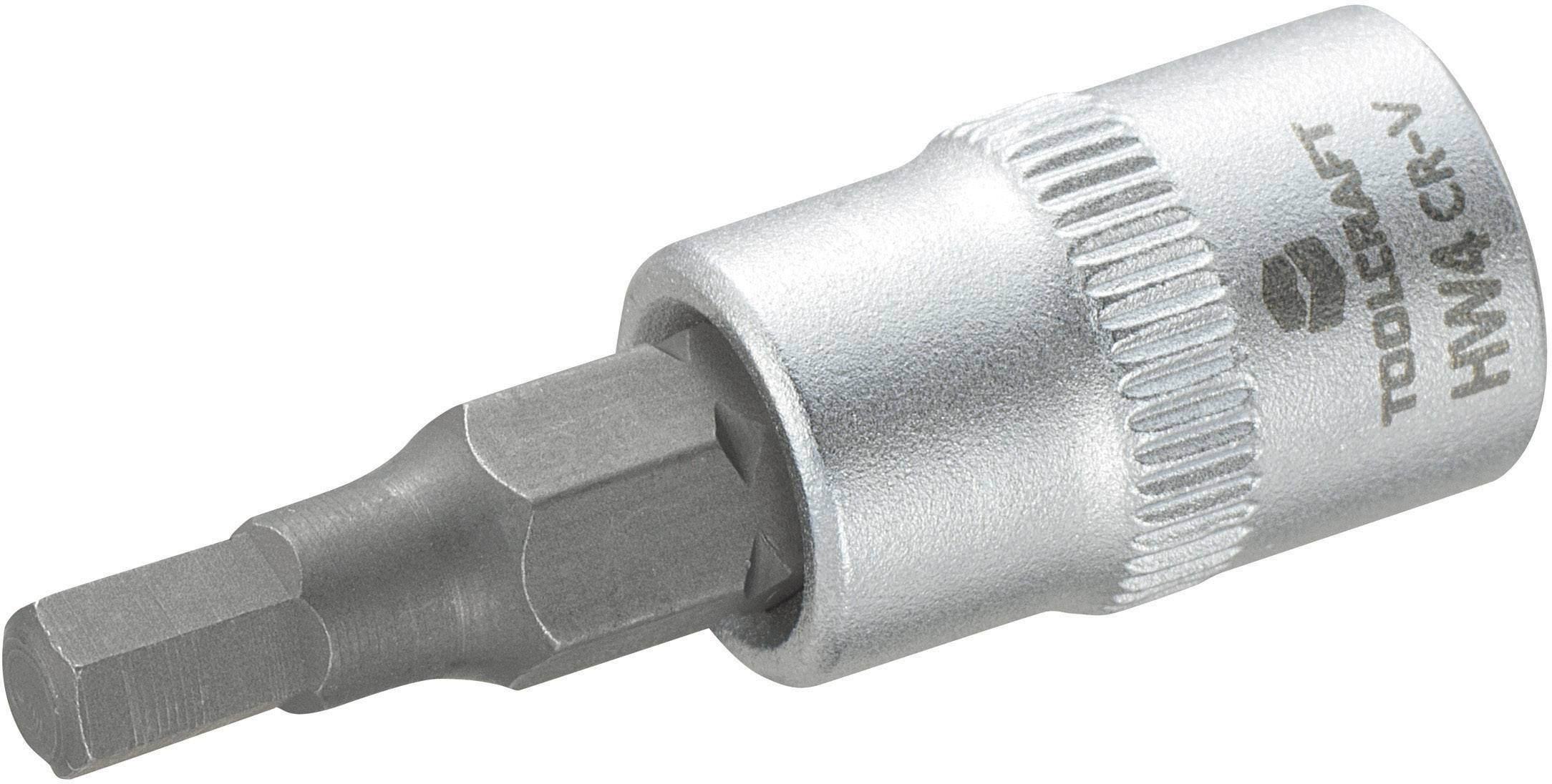 Silberne Torx-Bit-Stecknuss mit T8-Kopf, geeignet für Schrauben mit Torx-Profil. Marke und Modellnummer sind seitlich eingraviert.