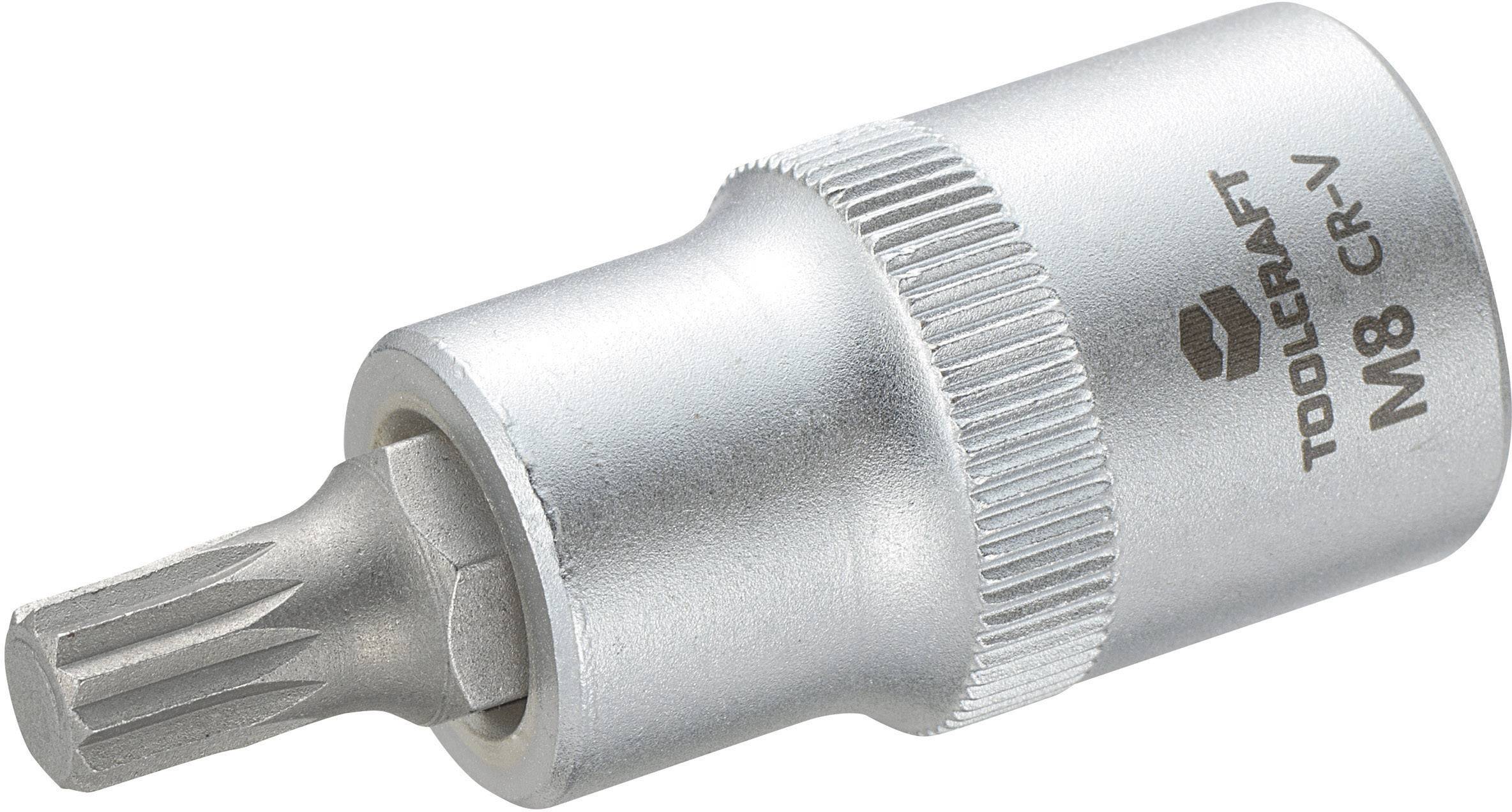Sechskant-Bit-Einsatz, M8, silberfarben, aus Metall, mit geriffeltem Griff. Markierung: 'TOOLCRAFT M8 CR-V'.
