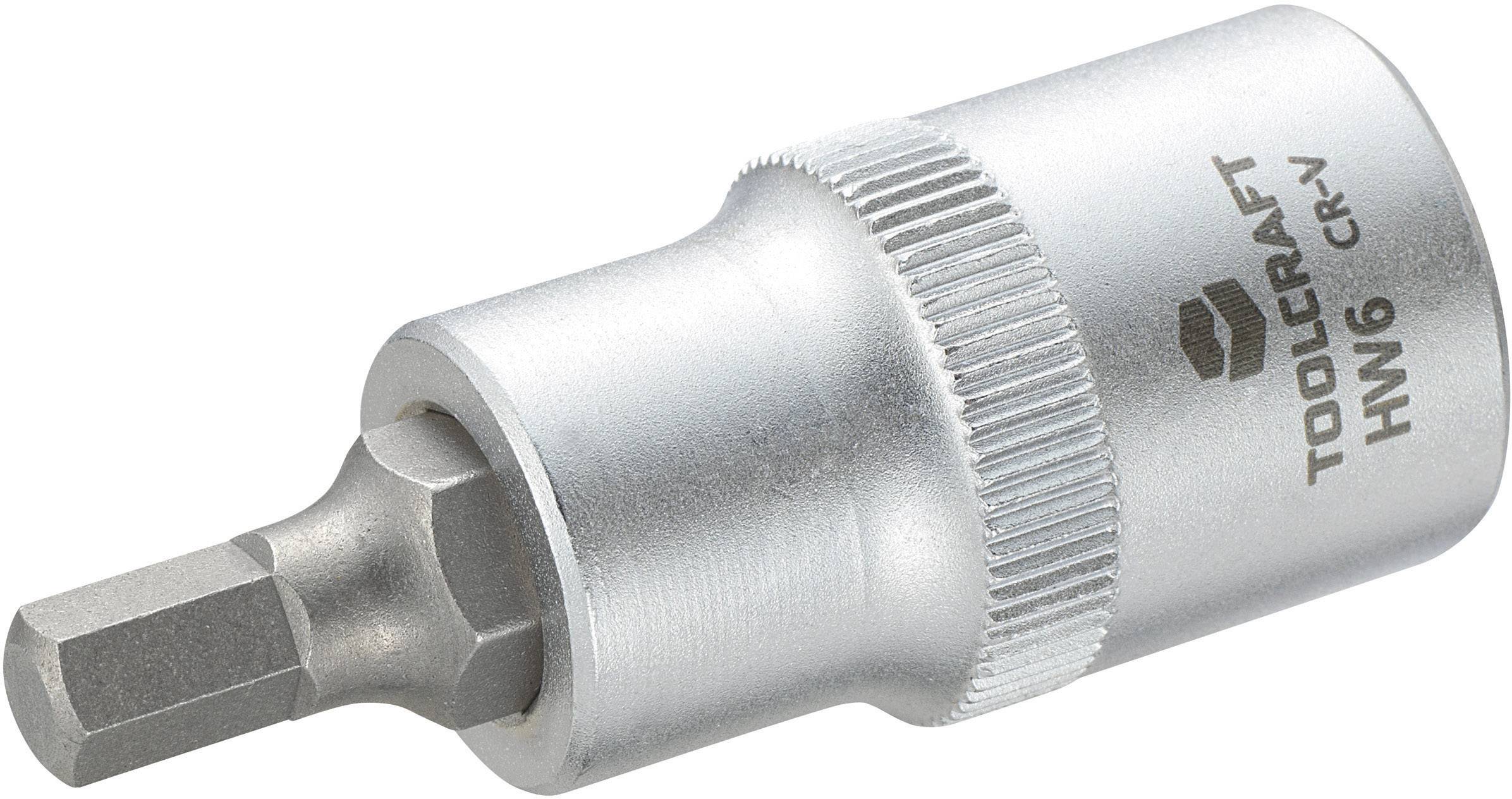 Sechskant-Bit-Einsatz, Größe HW6, von Toolcraft. Silbernes, metallisches Werkzeug, geeignet für den Einsatz mit Schraubenschlüsseln.
