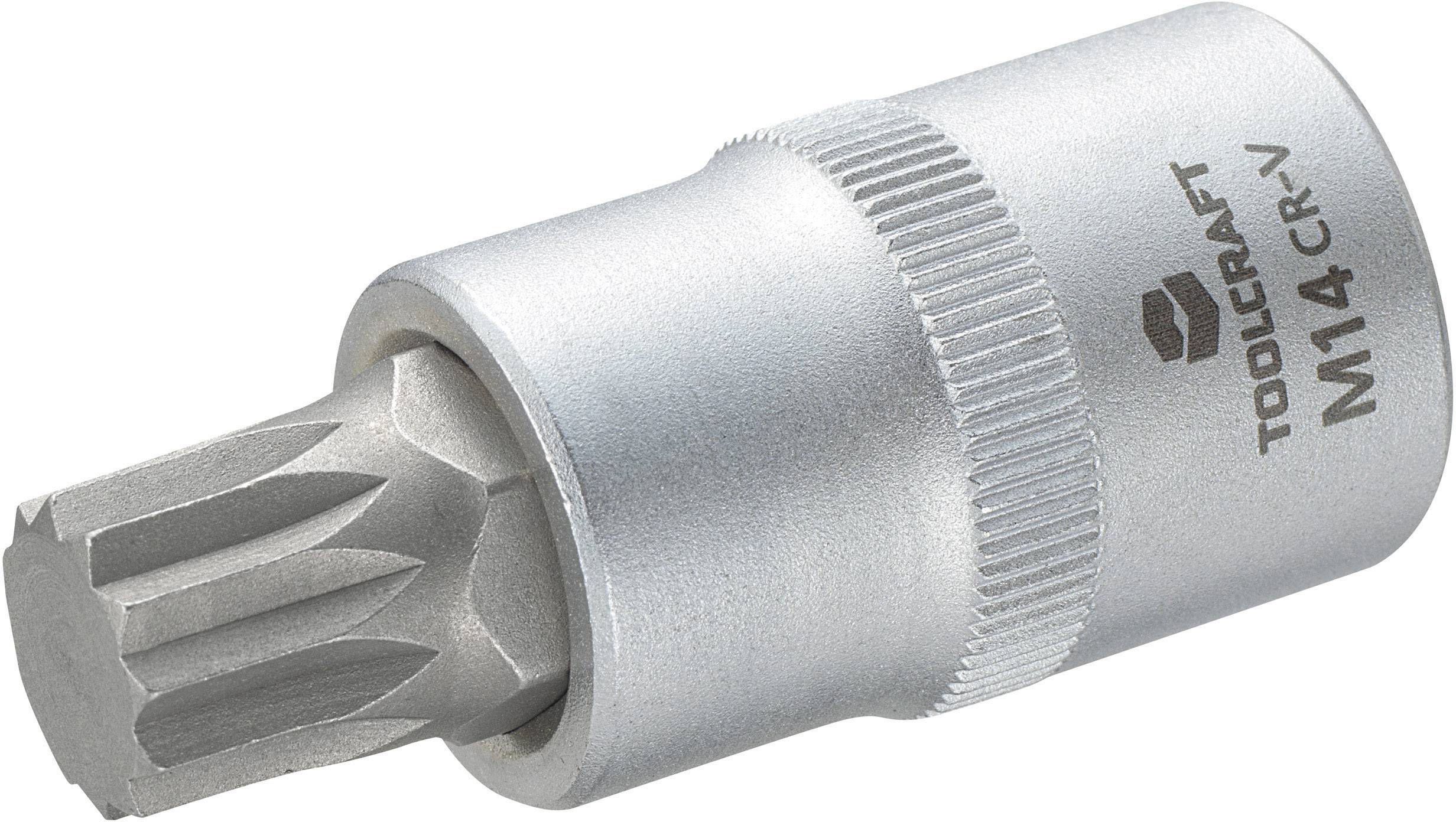 Stecknussaufsatz mit M14-Antrieb in Metalloptik. Markiert mit 'TOOLCRAFT M14 CR-V'. Geeignet für allgemeine mechanische Anwendungen.